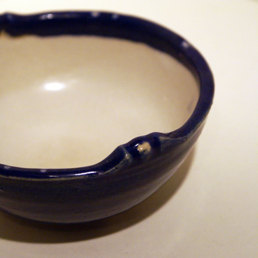 The Czarina - Ornate studio pottery little blue bowl