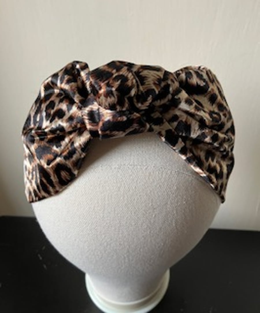 Ethel - Leopard Print 40s Style Turban Headband