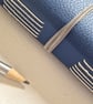 Dark Blue Leather Notebook or Journal, lined with a blue and grey marble paper - Image 4