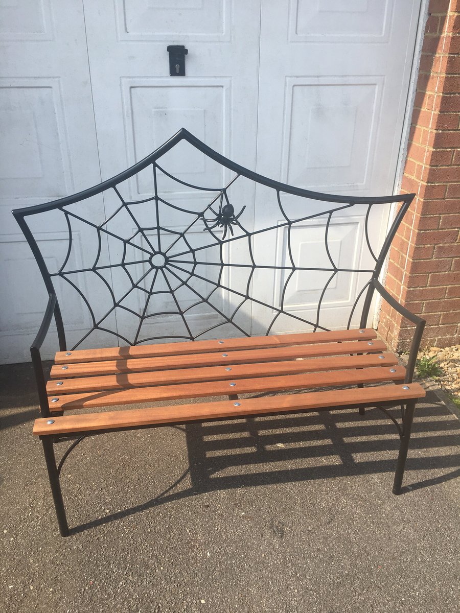 Geometric Spider Web Bench, Wooden, Steel, Outdoor Garden Seat