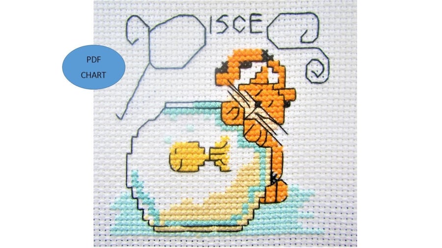 Pisces cross stitch star sign zodiac Instant digital Download PDF chart