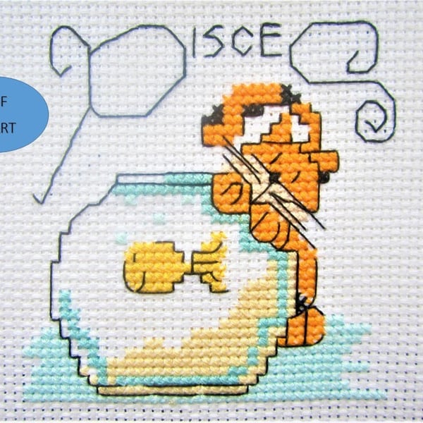 Pisces cross stitch star sign zodiac Instant digital Download PDF chart