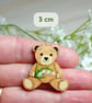 Lily of the Valley Brooch, Handmade May Birth Flower Gift, Teddy Bear Pin Badge - Image 4