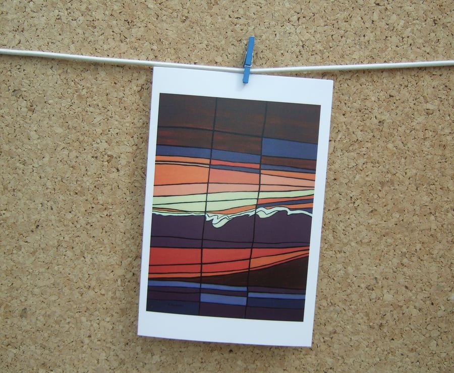 Colourful Abstract Sunset, Art Card