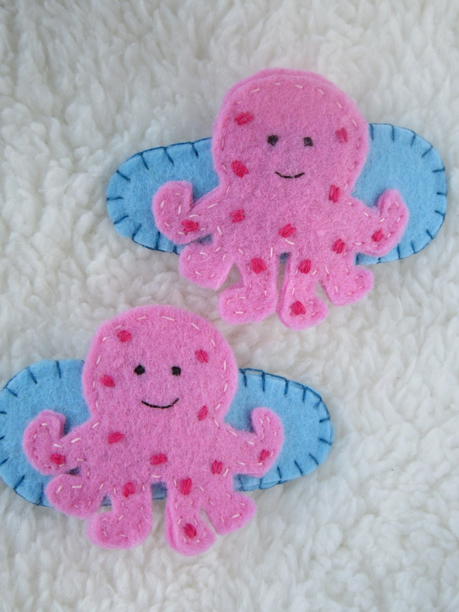 Octopus hair clips, gift for girls, 