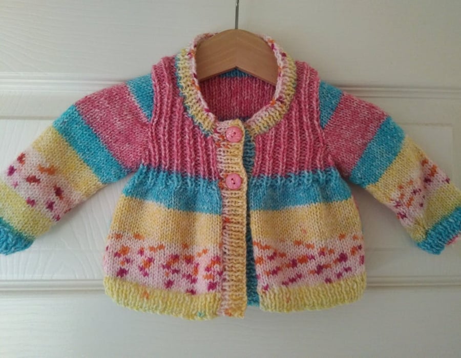 Knitted Baby Girl Cardigan 0-3 Months, Baby Girl Knit Matinee Coat