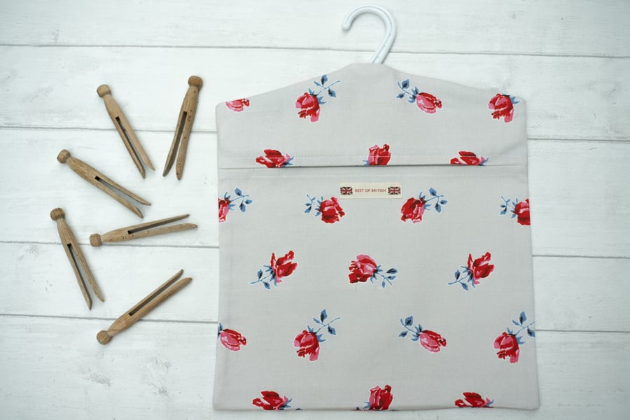 Red Rose Cotton Peg Bag