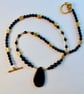 Onyx Teardrop Pendant, Spinel, Quartz & Hematite - Birthday, Anniversary Gift - Image 4
