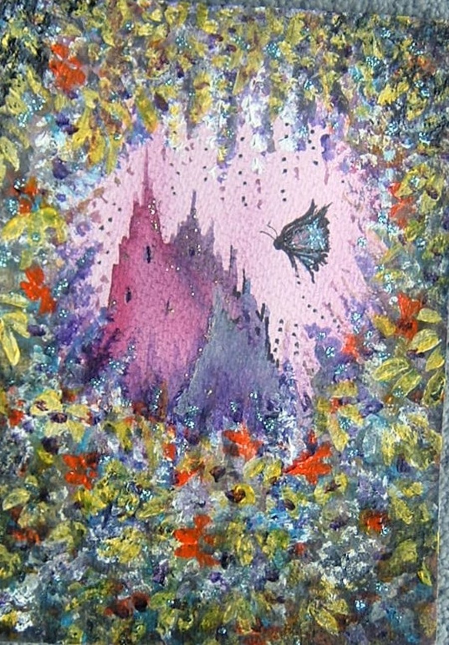 SALE ITEM   ..Mixed media original art painting  with glitter ( ref F 201)