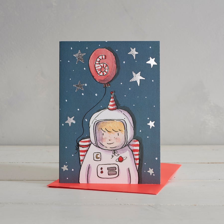 Children's Happy 6th Birthday Astronaut Greetings Card