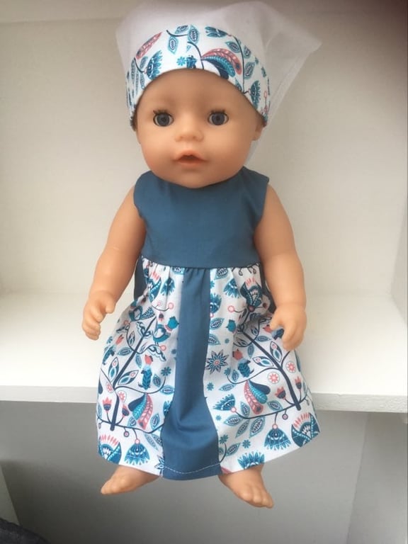 Folk Art Scandi patterned dress for Our Generation, Baby Born Tiny Tears Dolls