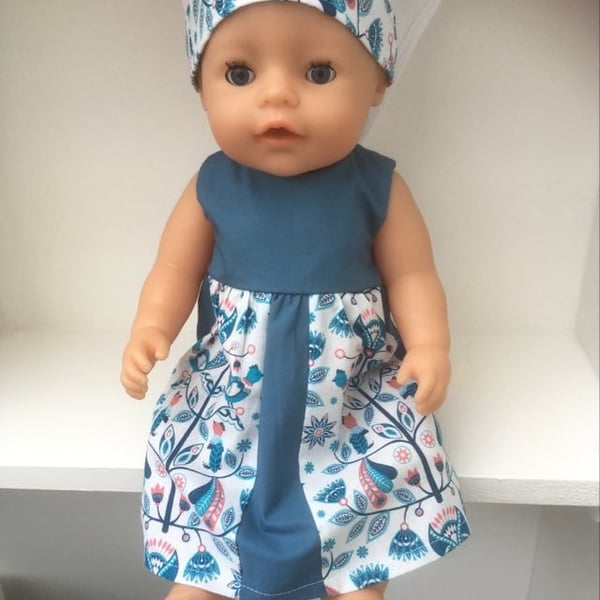 Folk Art Scandi patterned dress for Our Generation, Baby Born Tiny Tears Dolls