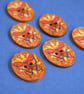 Wooden Oval Butterfly Buttons Colourful Kaleidoscope Red Orange 6pk 30x22mm (OB5 - Image 1
