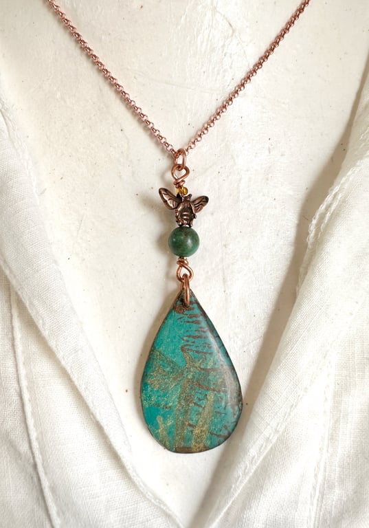 Bee and Dragonfly Mixed Media Pendant