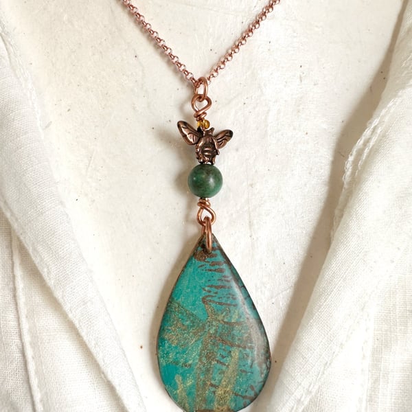 Bee and Dragonfly Mixed Media Pendant