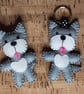 Dog Grey & White Felt Keyring - Bag Charm - Image 2