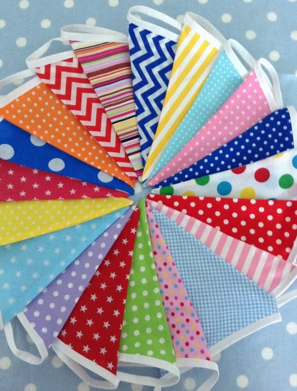 3m, 5m, 10 m Festival, Party  bunting, cotton fabric bunting 