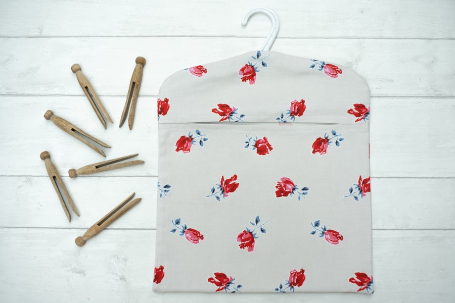 Red Rose Cotton Peg Bag FREE POSTAGE