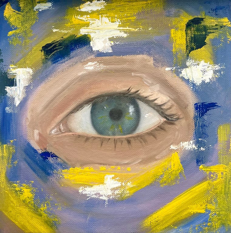 Eye, oil painting on canvas board
