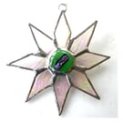 Shiny Star Suncatcher Stained Glass Dichroic Green Handmade 