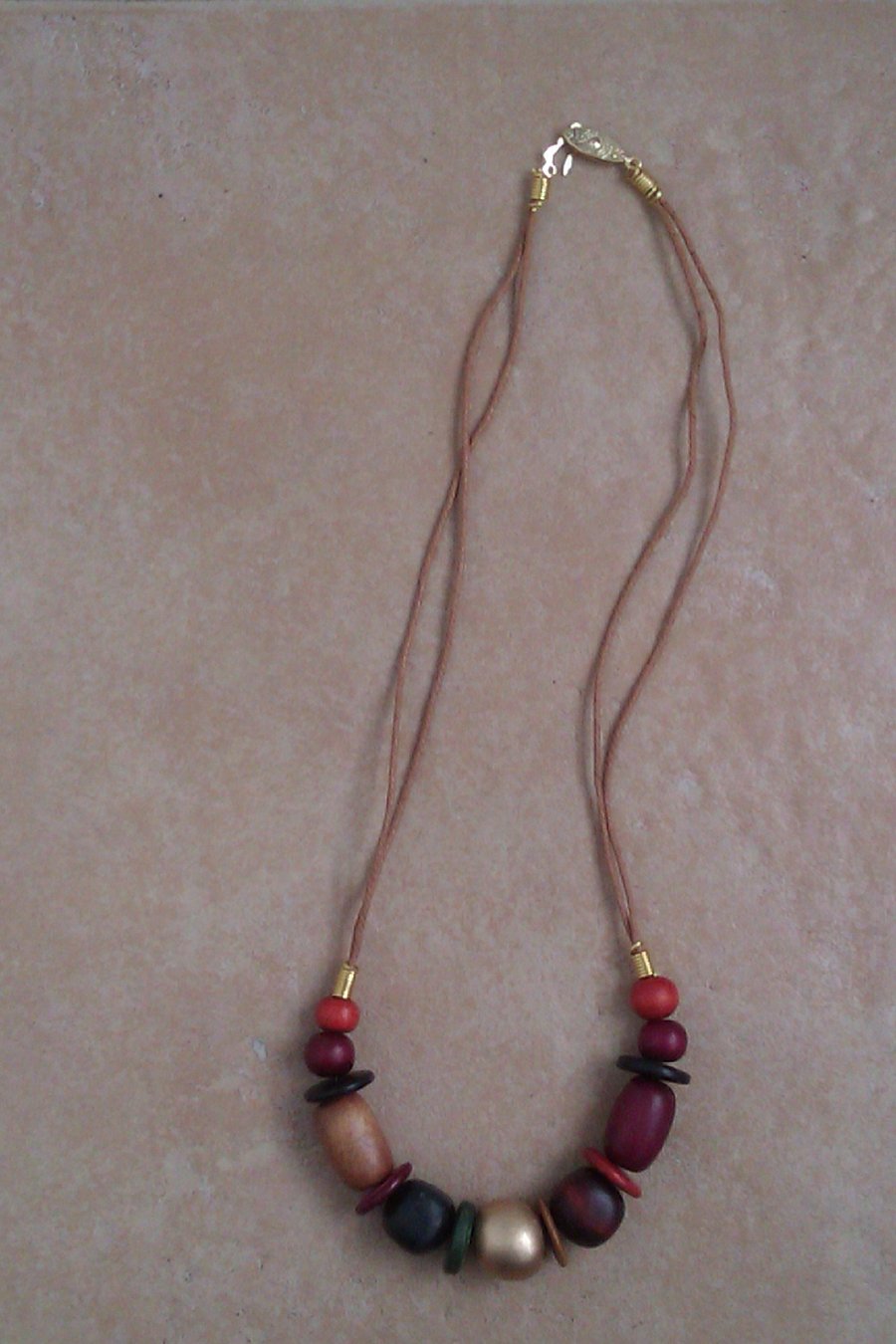 Multicoloured wooden bead necklace
