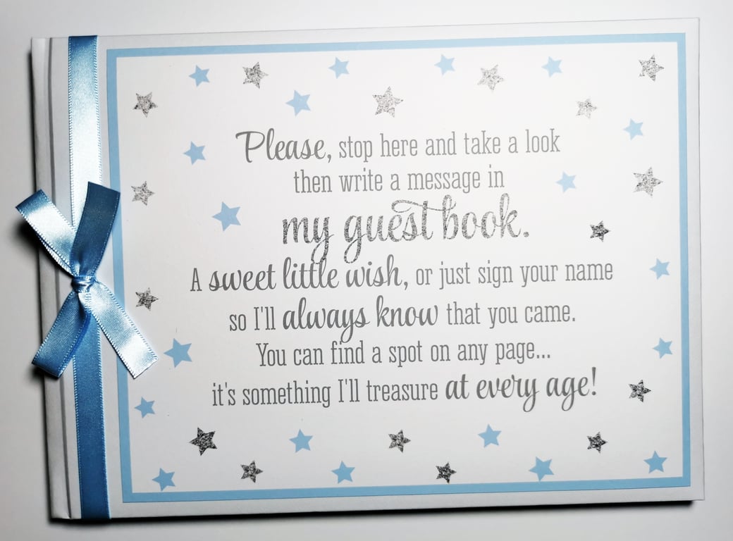 Blue Twinkle Twinkle Little Star boy baby shower guest Book, baby shower gift