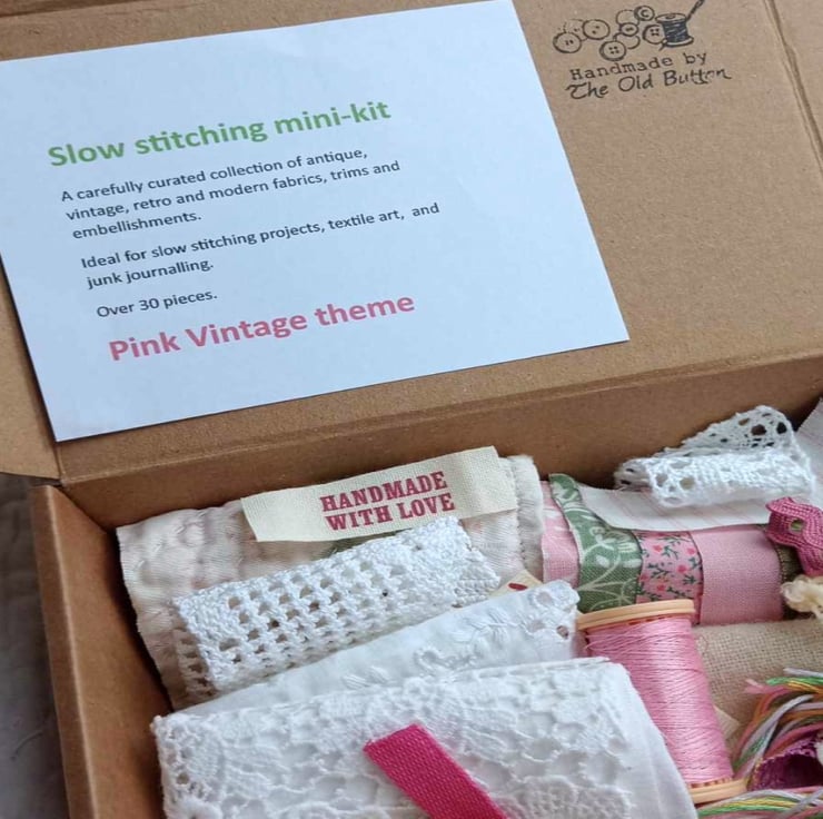 Slow Stitching starter kit - Vintage fabric and... - Folksy