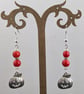 Halloween pumpkin earrings - red and silver - Image 4