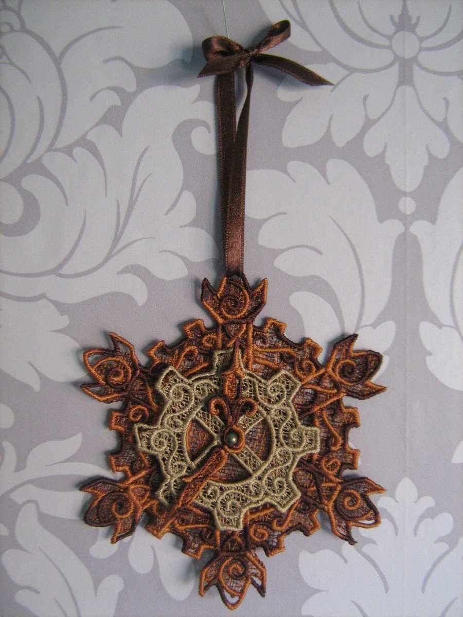 Embroidered Steampunk Christmas Tree Decoration