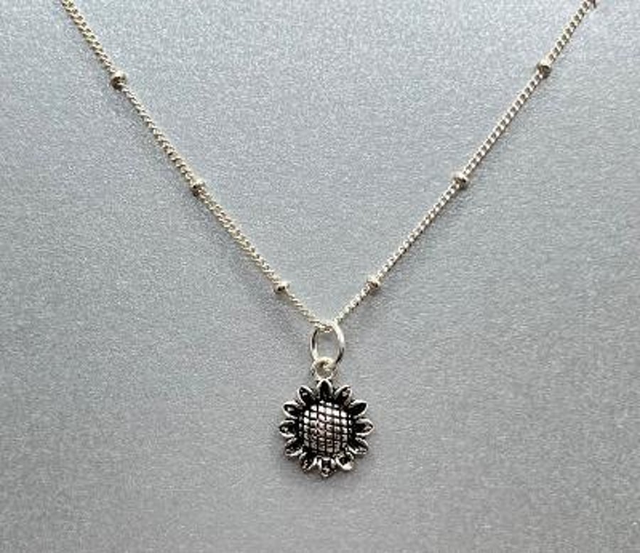 Sterling silver sunflower Necklace 