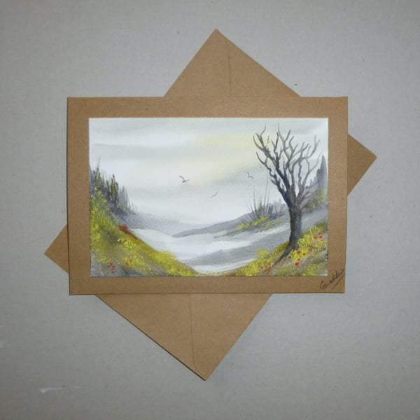 hand painted watercolour landscape greetings card ( ref FA 404 J1 )
