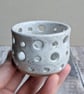 Perfectly imperfect White speckled holed tealight holder
