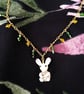 Cute Lampwork Glass Rabbit and Gold Plated Chain Necklace 18 inch - Image 5