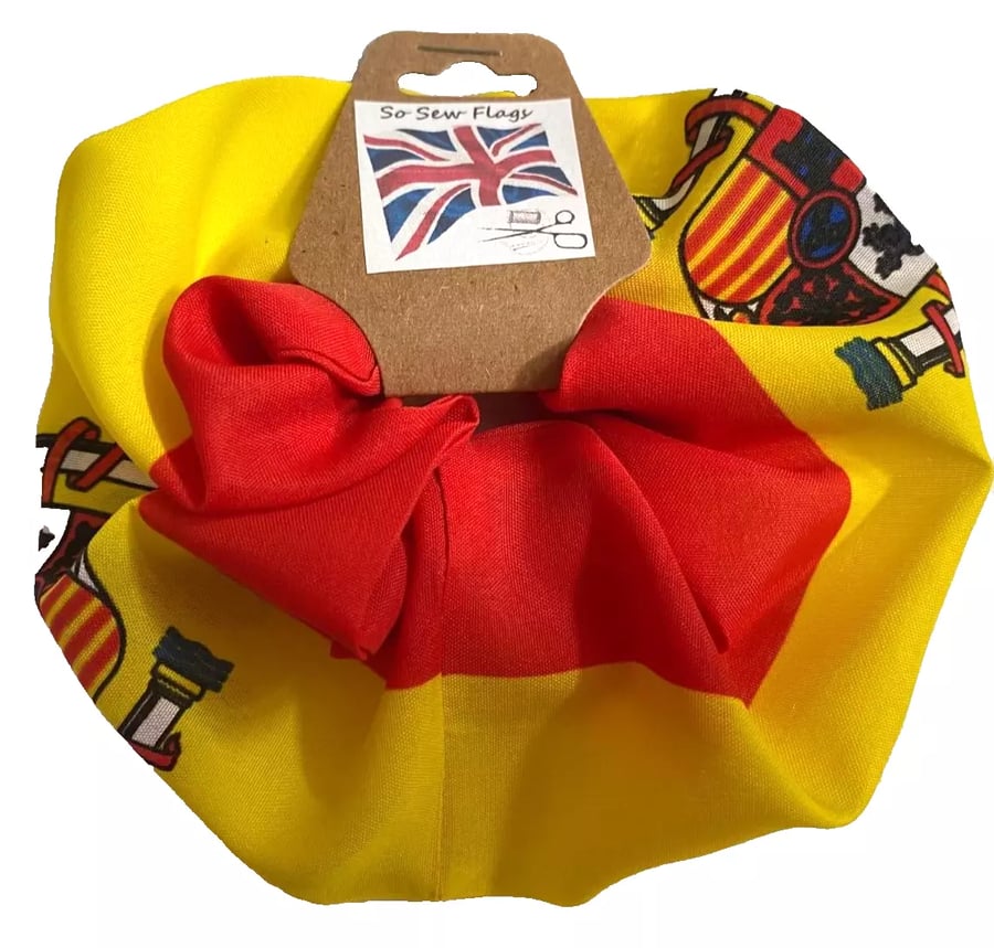 Spain Spanish State Flag Hair Scrunchie Scrunchies Accessory Band Elastic