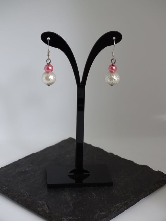 Pink & White Earrings