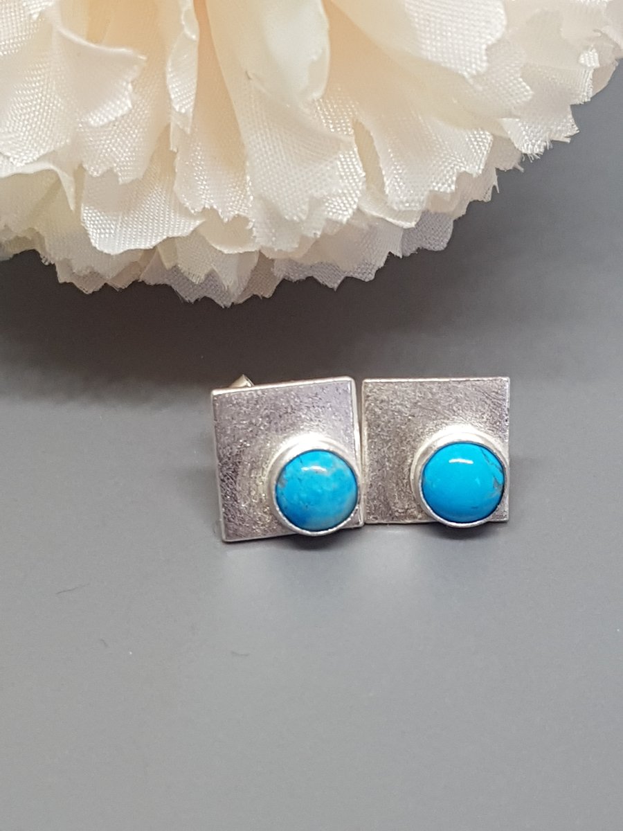 Sterling Silver and Turquoise Stud Earrings