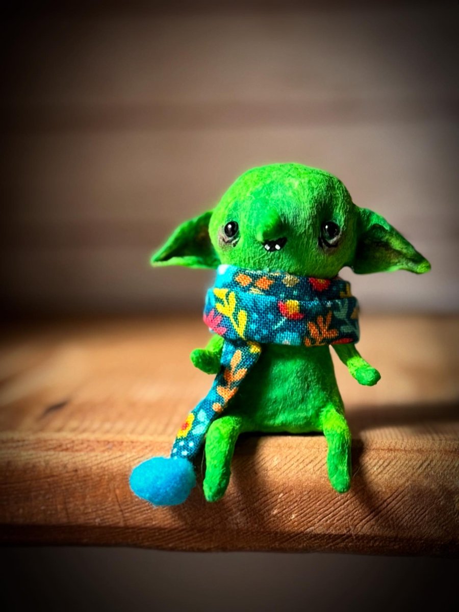 Spun Cotton Sitting Goblin with Scarf