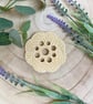 Yellow Embossed Ceramic Flower Arranging Frog (9 hole) - Image 2