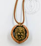 Handmade Hedgehog Wildlife Pendant - Cast in Gold Resin, Polished Walnut Shell