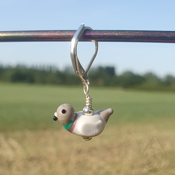 Tiny Glass Pigeon Stitch Marker