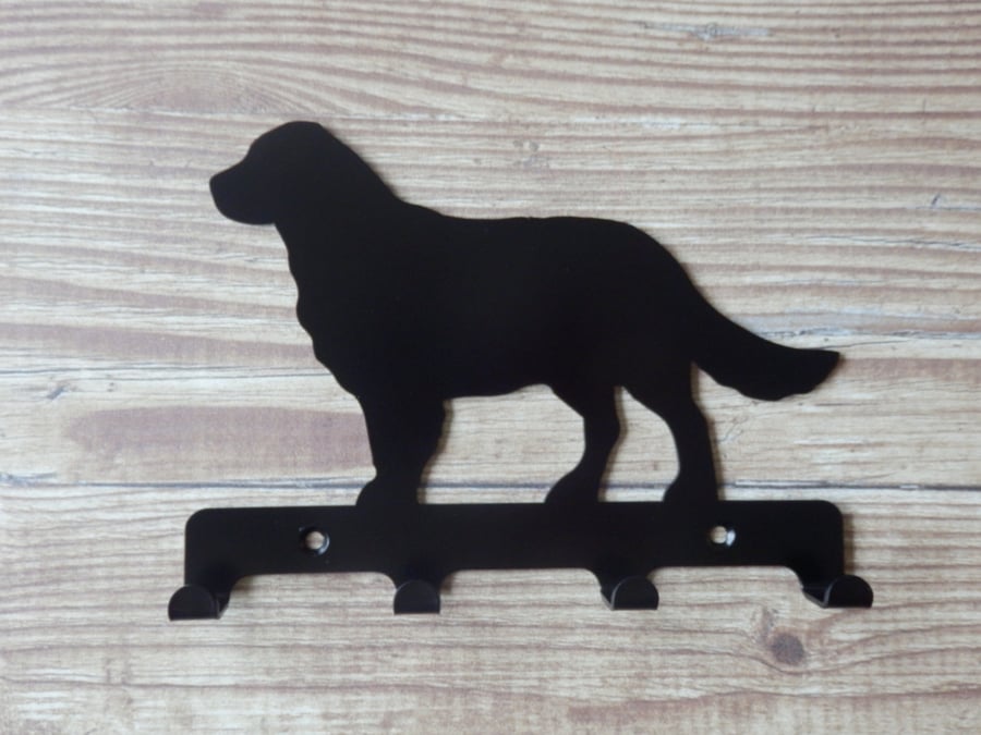 Golden Retriever Silhouette Key Hook Rack - metal wall art