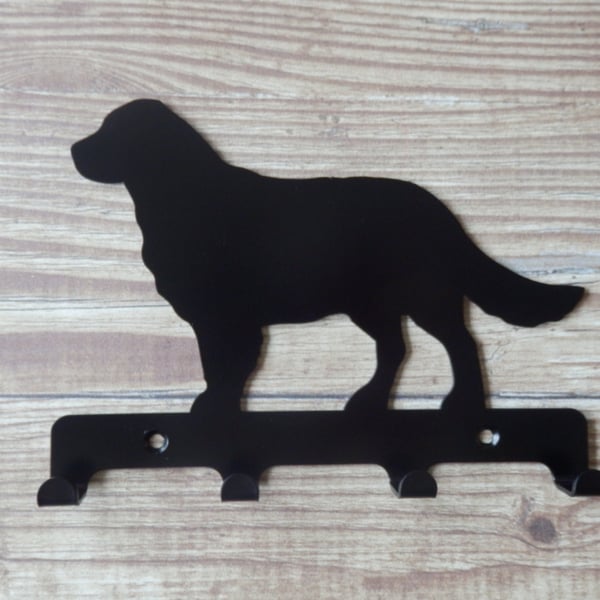 Golden Retriever Silhouette Key Hook Rack - metal wall art