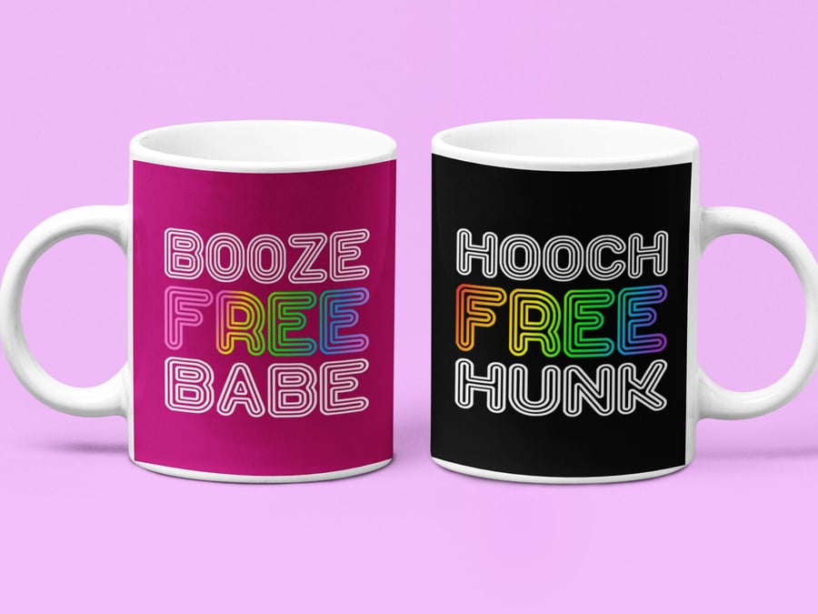 His and Hers Sober Mugs, sober gift for couple, sober valentine s giftLarge coff