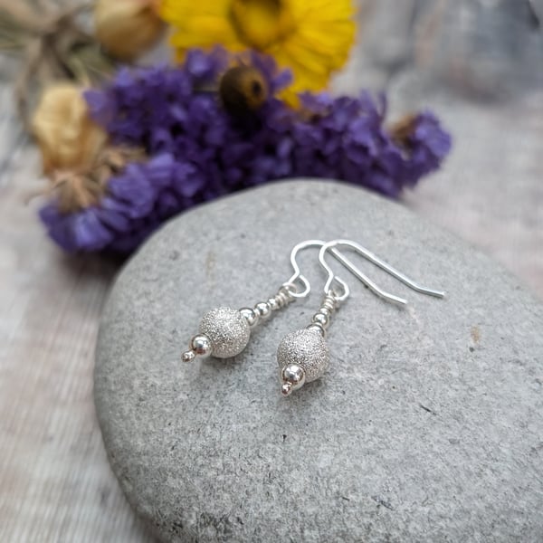 Sterling Silver Sparkle Bead Earrings - JBJ1052