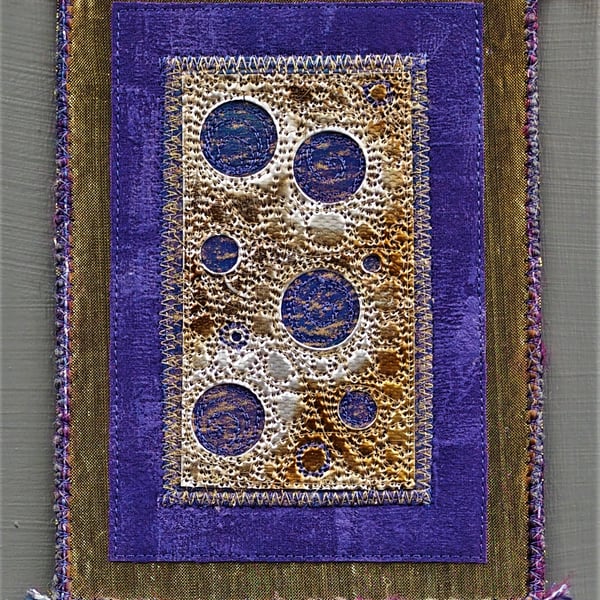 ABE001 -  Moon Abstract Embroidery Wall Hanging 12.5cm x 17.5cm