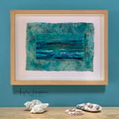 Acrylic Painting with Waxed Watercolour Background - Light Over Sea