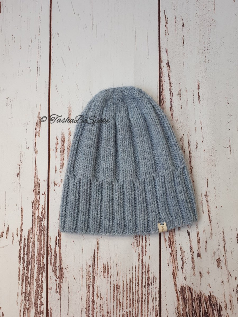 Hand knit hat, Winter unisex hat, Rib fashion hat, Birthday gift for men