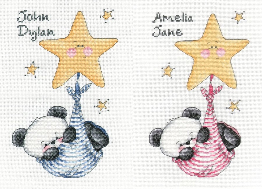 Party Paws twin boy & girl "swinging on a star" cross stitch kit