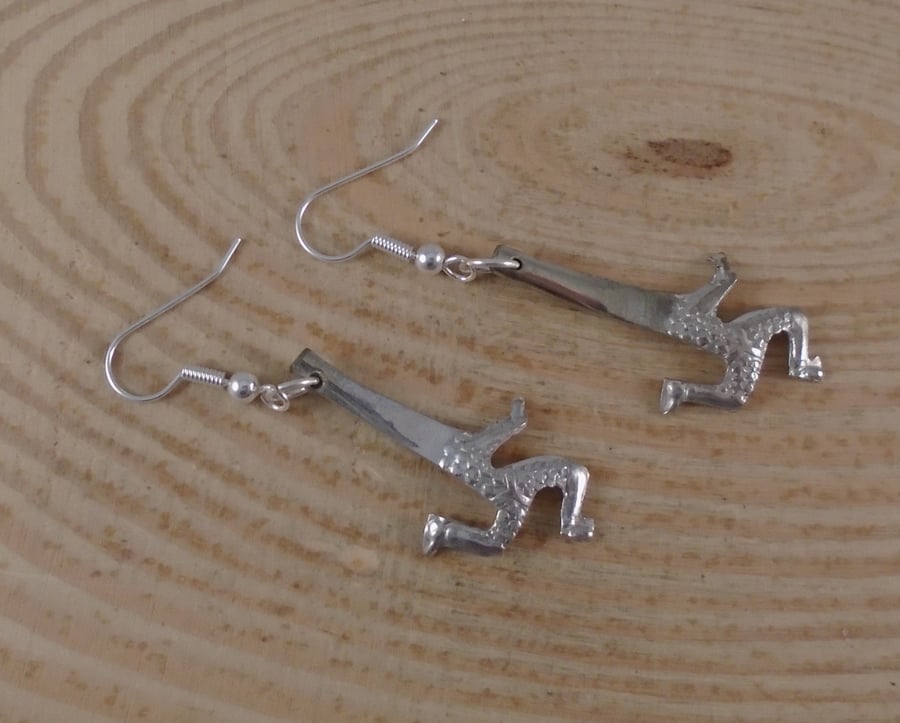 Upcycled Silver Plated Isle Of Man Triskelion Sugar Tong Earrings SPE091914