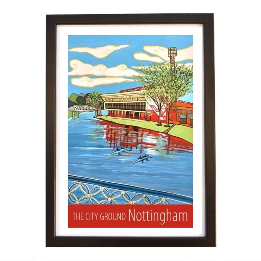 Nottingham The City Ground travel poster print by Susie West